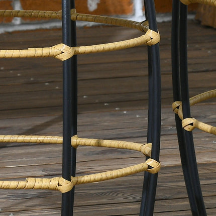Stackable rattan coffee tables, set of 2 - Khaki, garden use