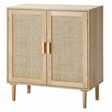 Rattan Storage Cabinet – 2 Magnetic Doors, Adjustable Shelves