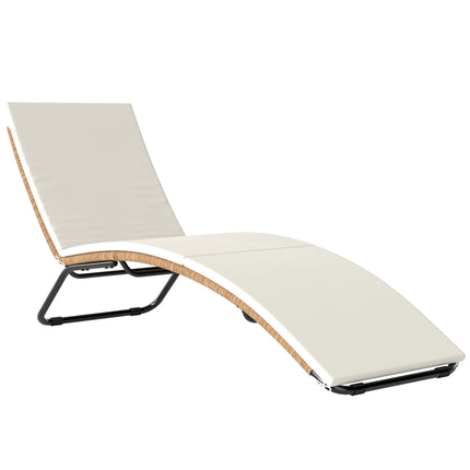Rattan Sun Lounger with Cushion, Ergonomic S-Curve, 195 cm