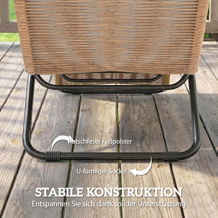Rattan Sun Lounger with Cushion, Ergonomic S-Curve, 195 cm