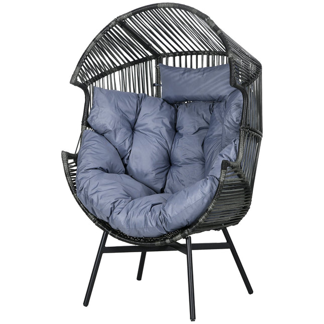 Gray Rattan Egg Chair with Cushion, 120 kg Capacity