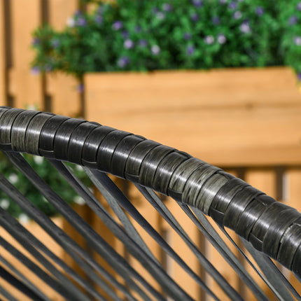 Rotan stoel, rotan rieten stoel met dik zitkussen, tuinstoel in eivorm, draagvermogen 120 kg, voor terras, tuin, grijs Aosom