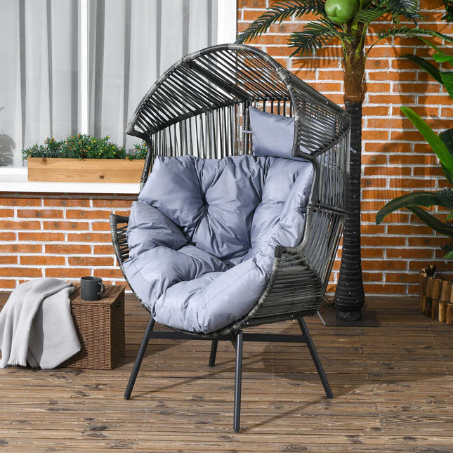 Gray Rattan Egg Chair with Cushion, 120 kg Capacity