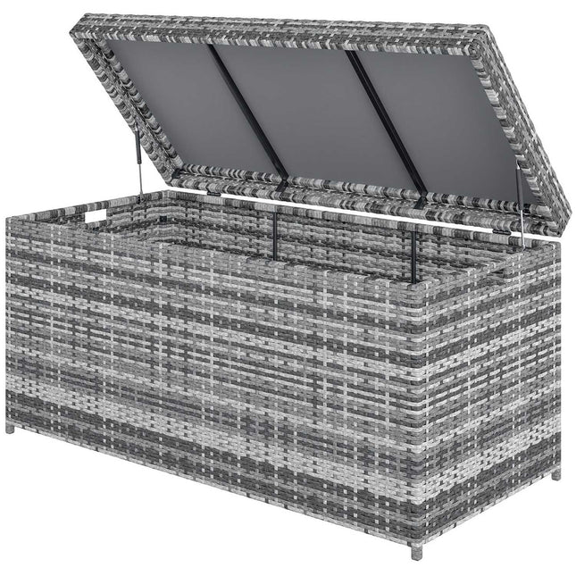 Rattan Storage Box, 380L, Weatherproof, Dark Grey