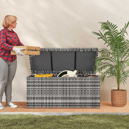 Rattan Storage Box, 380L, Weatherproof, Dark Grey