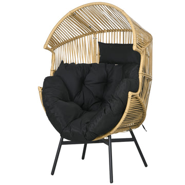 Egg-shaped wicker chair with cushion, capacity 120 kg