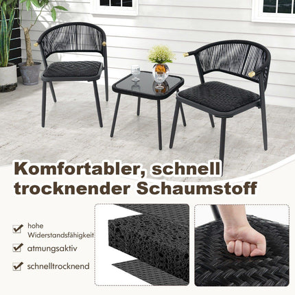 Rattan garden furniture set balcony set with 2 chairs and table balcony furniture mixed brown
