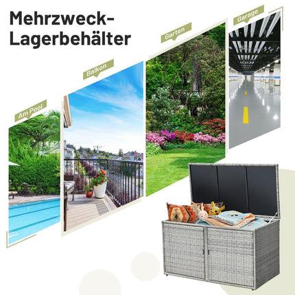 Rattan patio box with 335 L capacity 115 x 60 x 65 cm Gray