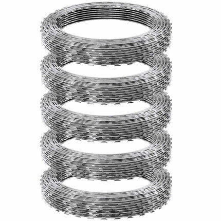 Razor Barbed Wire, Galvanized, 75 m, 5 Rolls