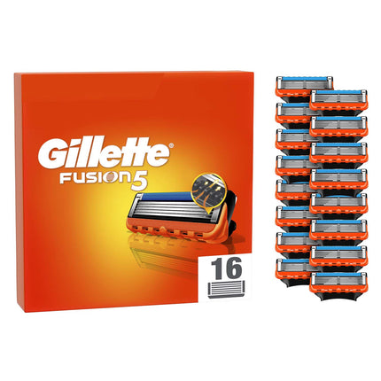 Razor Blades Fusion5, 16-Pack, 5 Sharp Blades, Lubricating Strip