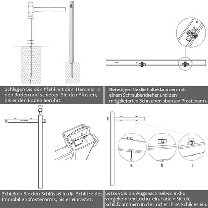 Real Estate Sign Post, UPVC, 180 cm, No Digging Required