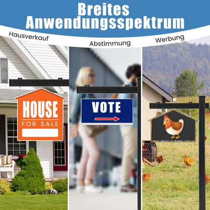Real Estate Sign Stand, 180 cm UPVC, No Digging Required