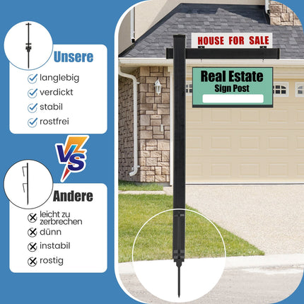 Real Estate Sign Stand, 180 cm UPVC, No Digging Required