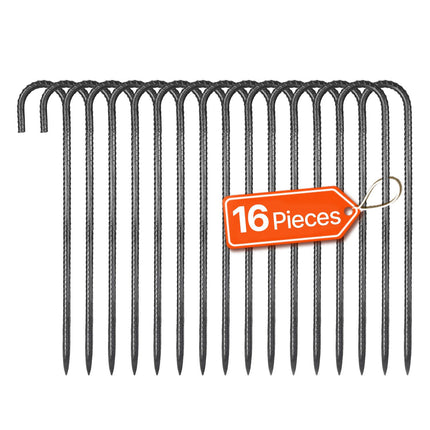 Rebar Stakes, 16-Inch J-Hook Galvanized, 16-Pack
