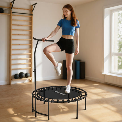Rebounder Trampoline, Adjustable Handle, Black