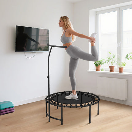 Rebounder Trampoline, Adjustable Handle, Black
