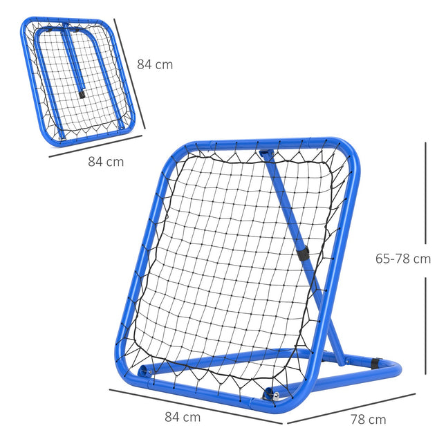 Adjustable football rebounder in metal 63 x 63 cm, blue