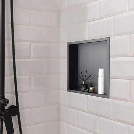Recessed Shower Niche, 13x13in 304 Stainless, Black