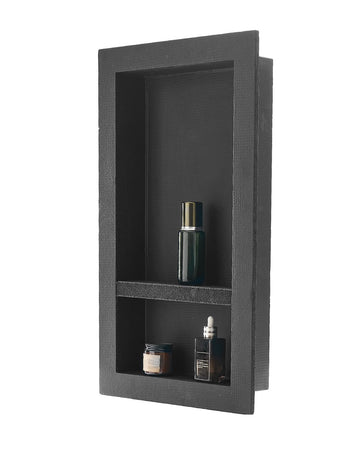 Recessed Shower Niche 16x28in, Divider Shelf, Black