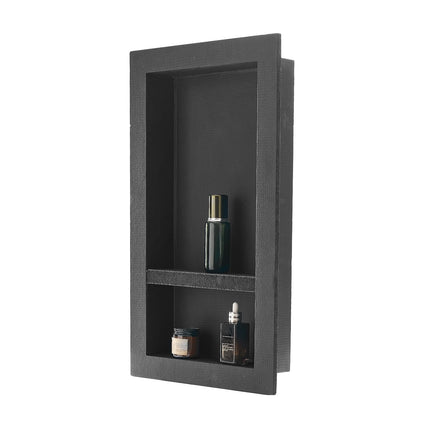 Recessed Shower Niche 16x28in, Divider Shelf, Black