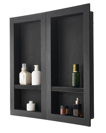 Recessed Shower Niche Set, 40.6 x 81.3 cm, Black, Movable Shelf