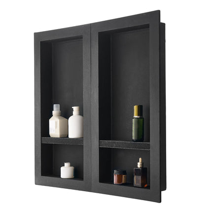 Recessed Shower Niche Set, 40.6 x 81.3 cm, Black, Movable Shelf