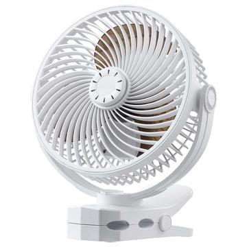 Rechargeable Clip-On Fan, USB-C, 4 Speeds, White