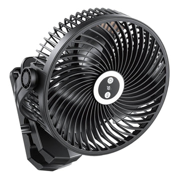 Rechargeable Clip-On Fan with LED Light, 4 Speeds