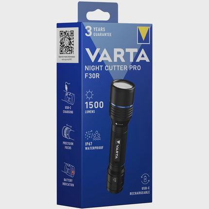 Rechargeable Flashlight 1500lm, IP67, USB-C, 5 Modes