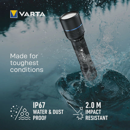Rechargeable Flashlight 2000lm, IP67, USB-C, Powerbank