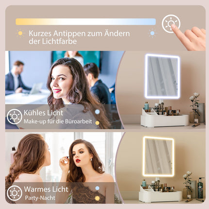 Rechargeable LED Makeup Mirror, 180 Rotating, Dual Light Modes