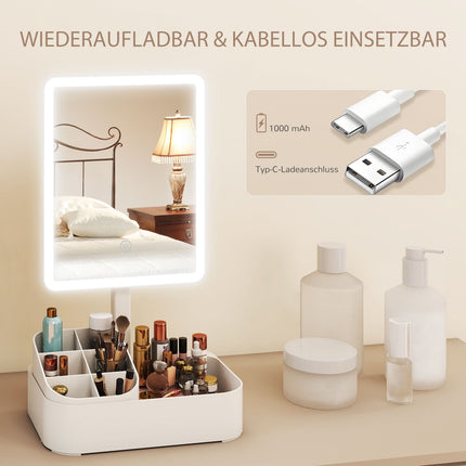 Rechargeable LED Makeup Mirror, 180 Rotating, Dual Light Modes