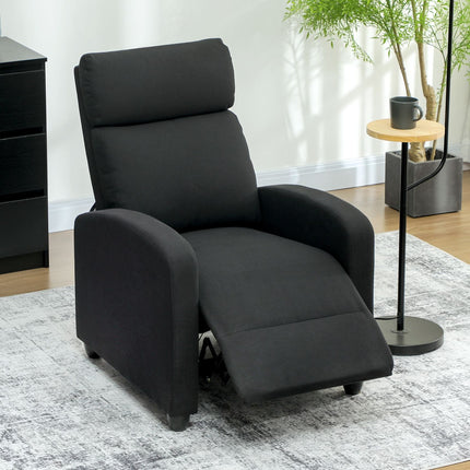 Recliner Chair, Adjustable 135°, Linen-Polyester, Black
