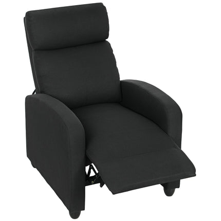 Recliner Chair, Adjustable 135°, Linen-Polyester, Black