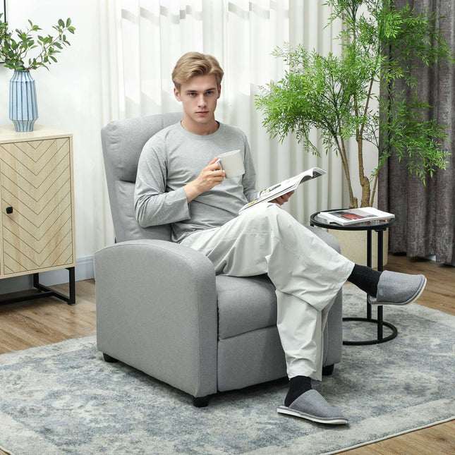 Relaxfauteuil, verstelbaar 135°, linnen-polyester, lichtgrijs