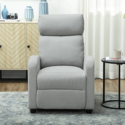 Recliner Chair, Adjustable 135°, Linen-Polyester, Light Grey