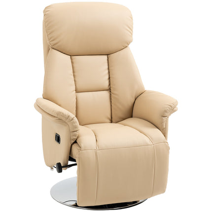 Recliner Chair, Faux Leather, 360° Swivel, Beige