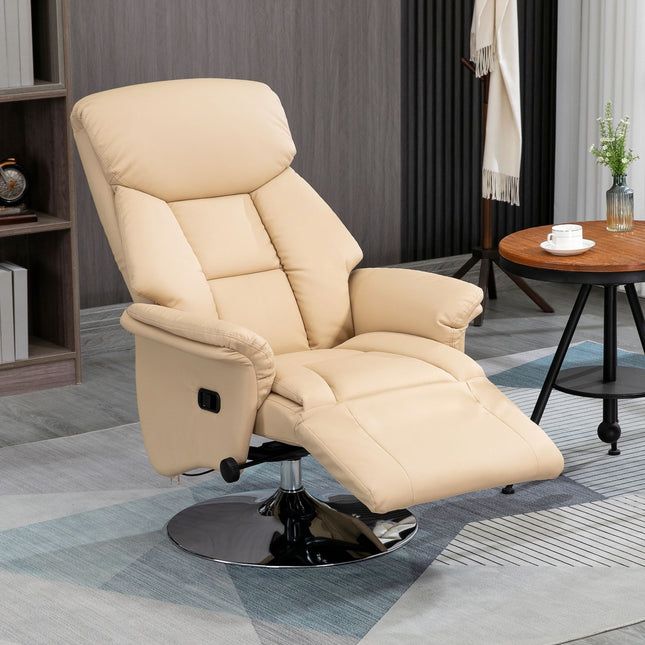 Relaxfauteuil, kunstleer, 360° draaibaar, beige