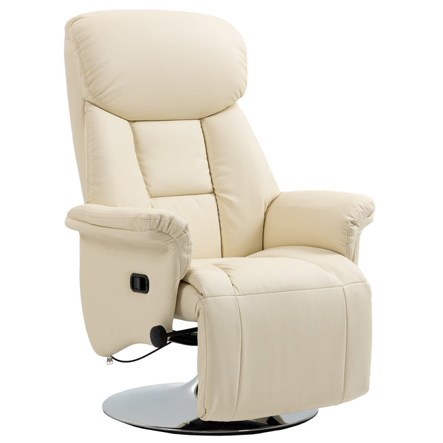 Relaxfauteuil, lederlook, 360° draaibaar, crème, draagvermogen 150 kg