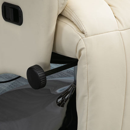 Recliner Chair, Leather Look, 360 Swivel, Cream, 150 kg Capacity