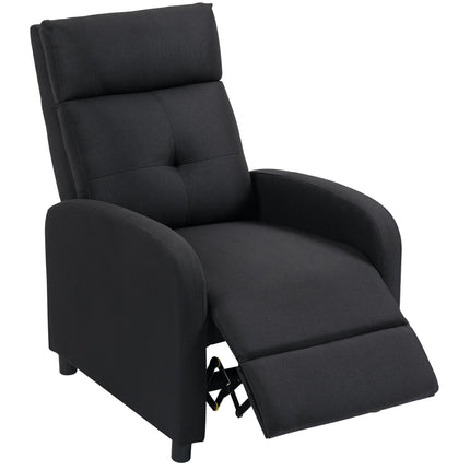 Recliner Chair, Linen-Look Fabric, Black, Adjustable to 155º