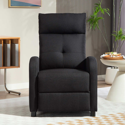 Recliner Chair, Linen-Look Fabric, Black, Adjustable to 155º