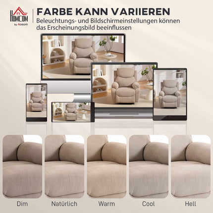 Recliner Chair, Manual Recline, Linen Look, Beige