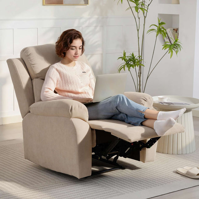 Relaxfauteuil, handmatig verstelbaar, linnenlook, beige