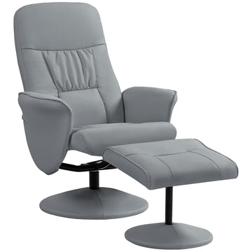 Recliner Chair Set with Ottoman, Adjustable, Light Grey