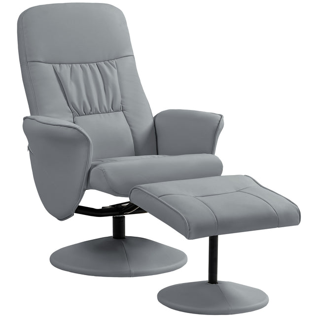 Relaxfauteuilset met voetenbank, verstelbaar, lichtgrijs