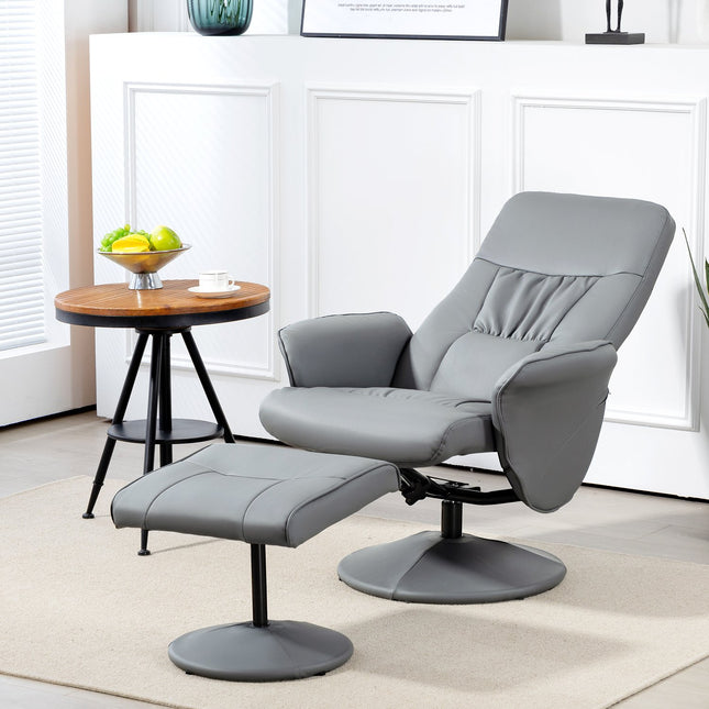 Relaxfauteuilset met voetenbank, verstelbaar, lichtgrijs