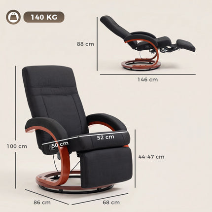 Recliner Chair With Footrest, 135 Recline, 360 Swivel