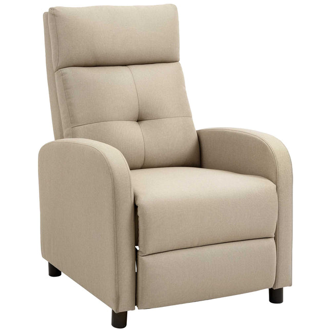 Relaxfauteuil met voetensteun, pocketvering, beige