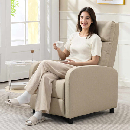 Recliner Chair With Footrest, Pocket Spring, Beige